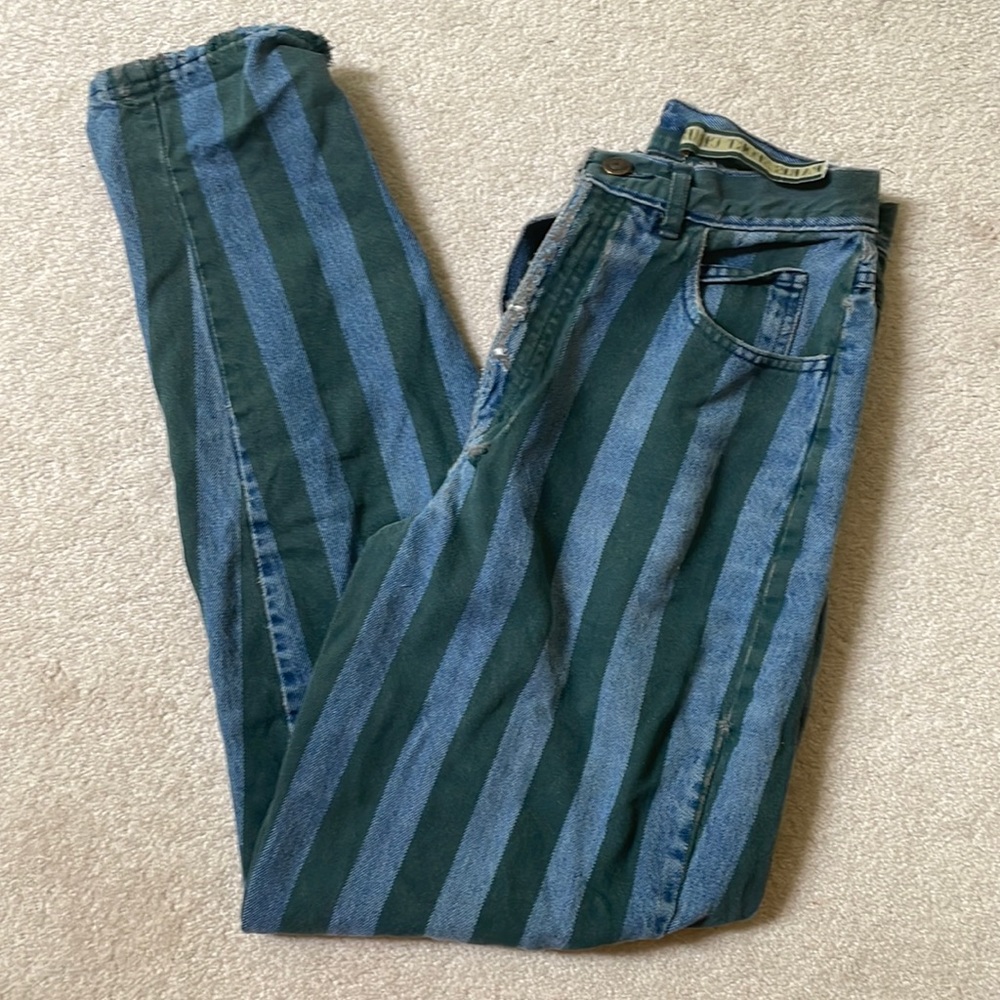 vintage green stripe jeans